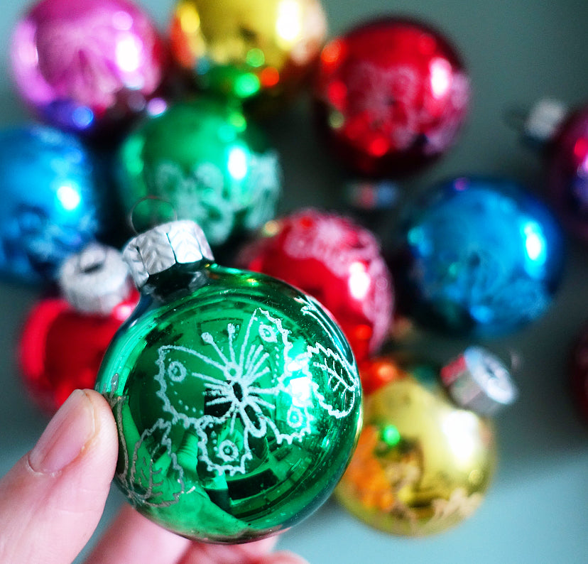 Set of 12 vintage glass baubles