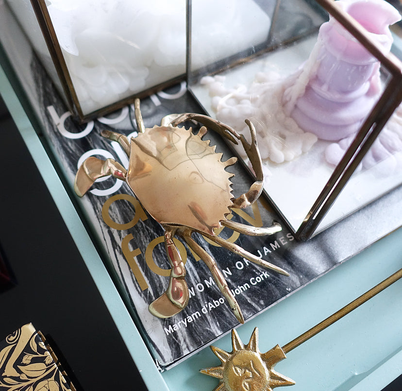 Large vintage brass crab