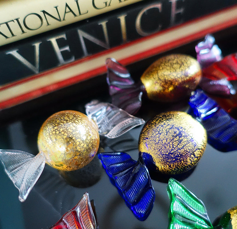 Set of six vintage art glass sweets