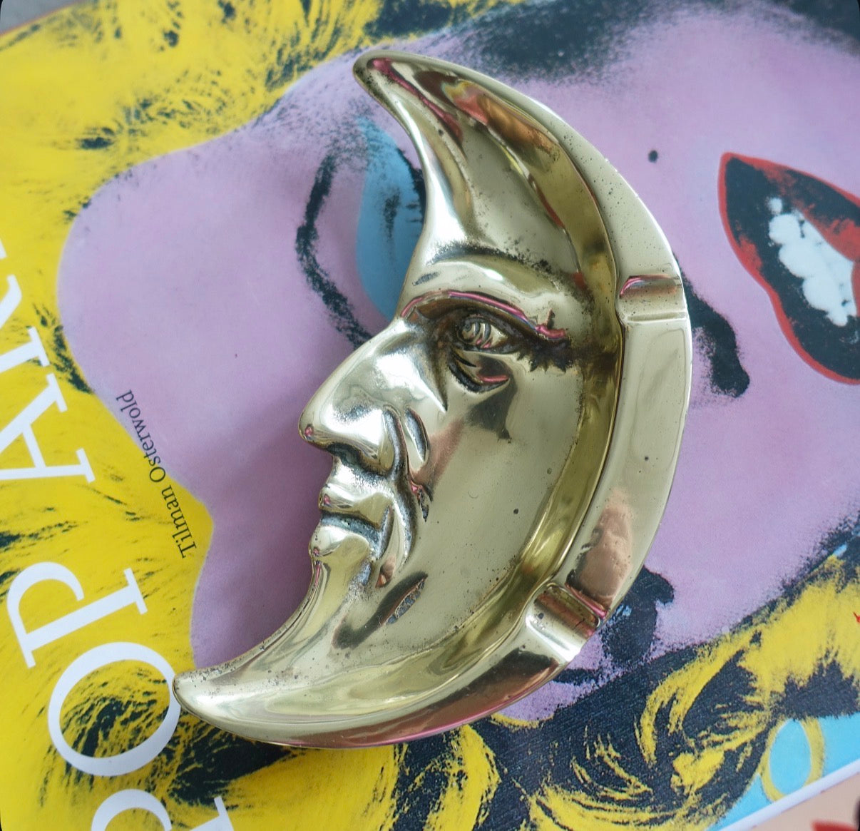 Brass Man in the moon ashtray