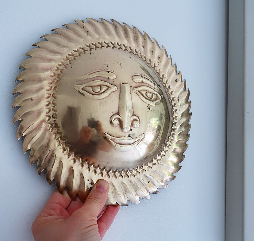 Brass sun wall plaque