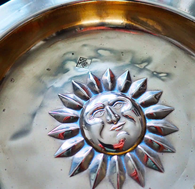 Large antique brass sun wall hanging