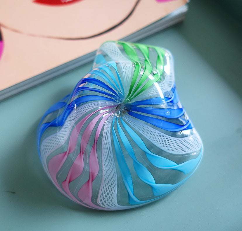 Multicoloured Zanfirico Murano glass shell trinket dish