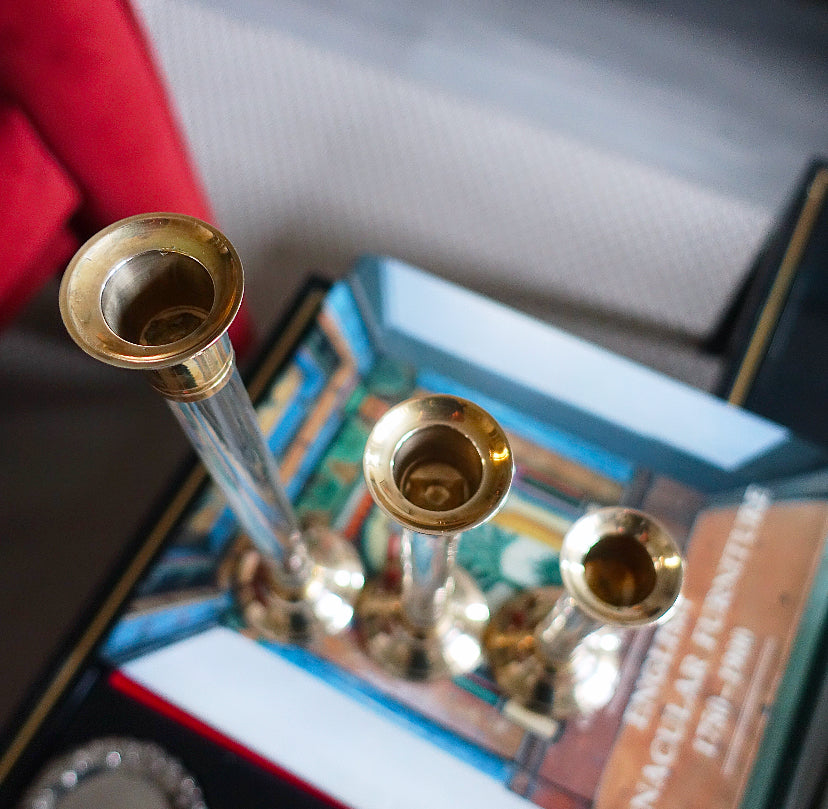 Set of three lucite candlesticks