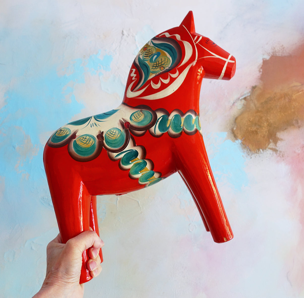 XXL vintage Swedish wooden Dala Horse
