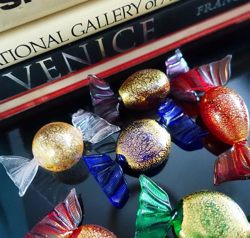 Set of six vintage art glass sweets