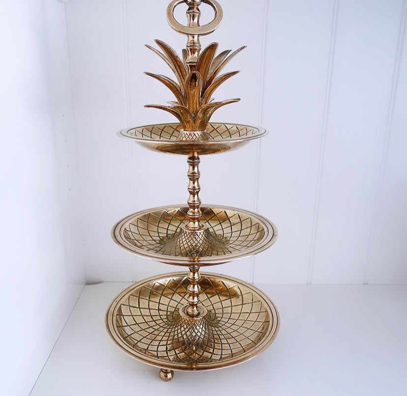 Hollywood Regency brass pineapple stand