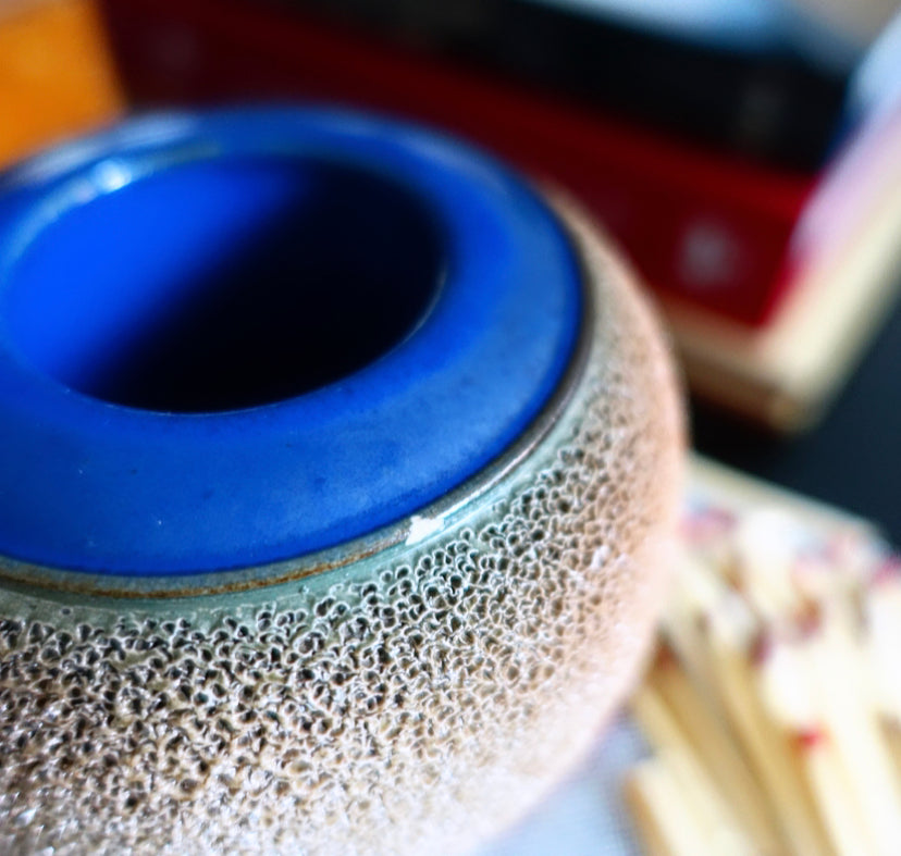 Blue Stoneware Match Holder