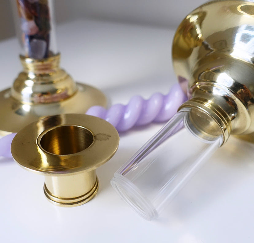 Brass & Acrylic Candle Holders