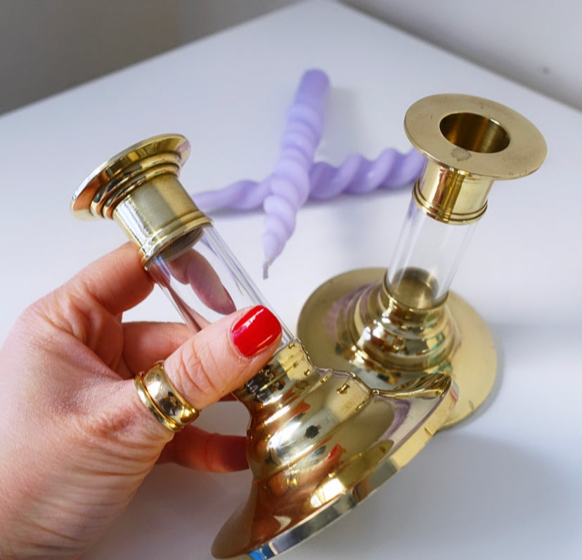 Brass & Acrylic Candle Holders