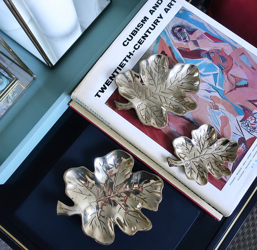 Brass Leaf Trinket Dish set