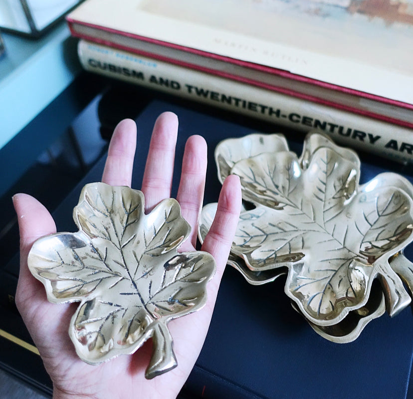 Brass Leaf Trinket Dish set