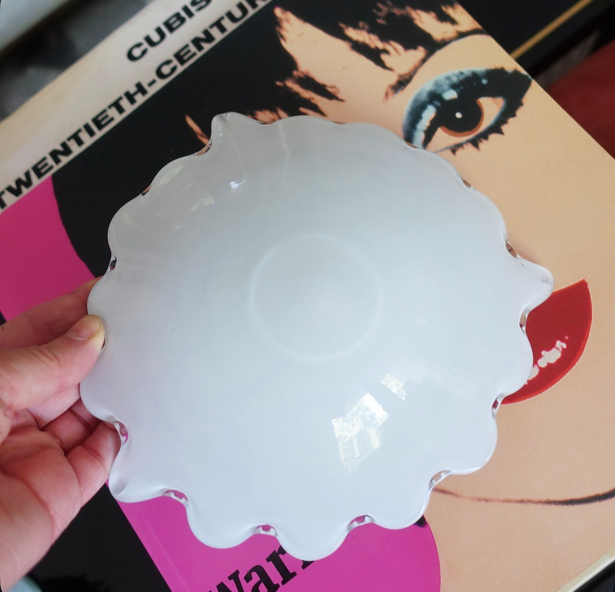 Baby pink swirled Murano glass dish