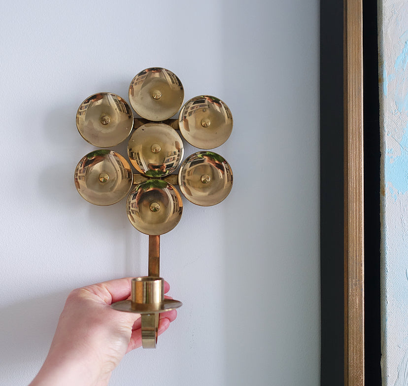 Pair of Swedish brass candle sconces
