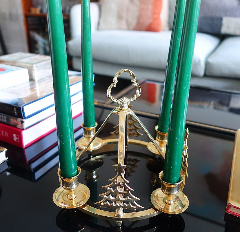 Brass Christmas tree centrepiece