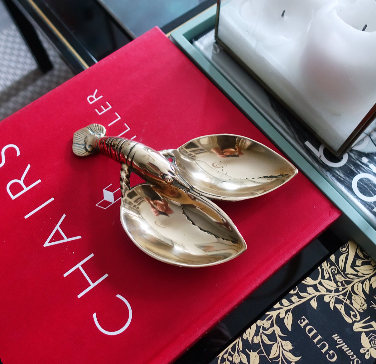Brass lobster trinket dish