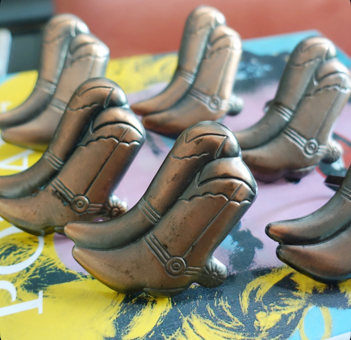 Cowboy boot napkin ring set