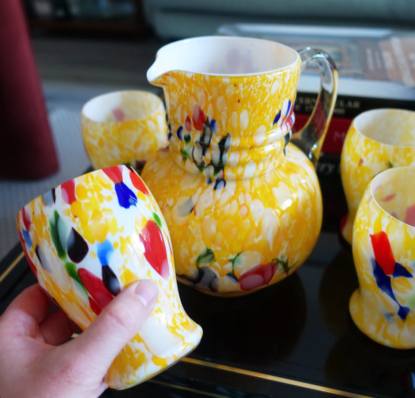 Splatter glass jug & glasses set