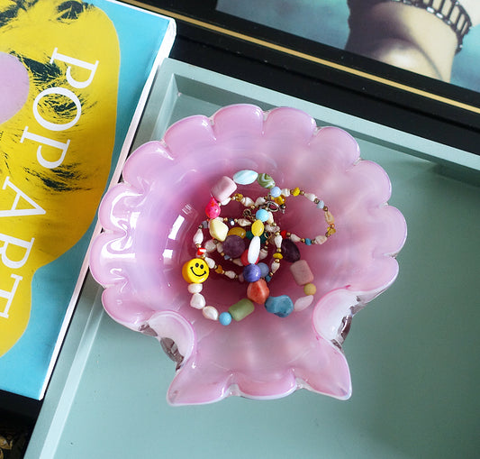 Murano glass clam shell bowl