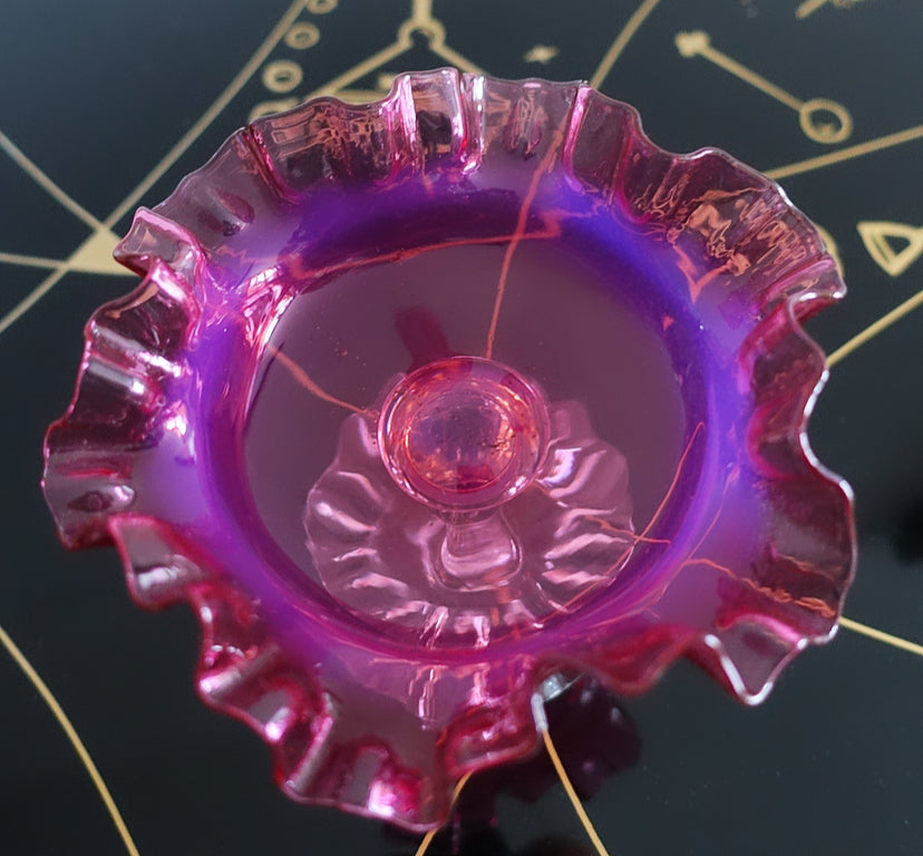 Pink opaline glass Bon Bon dish