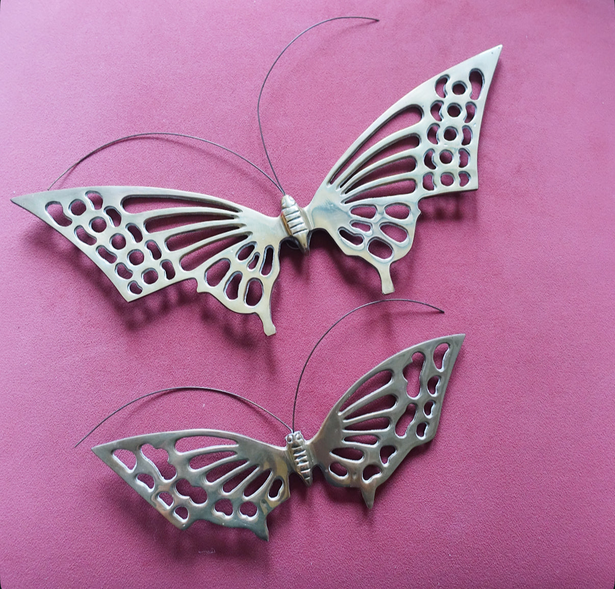 Brass butterfly wall plaque set