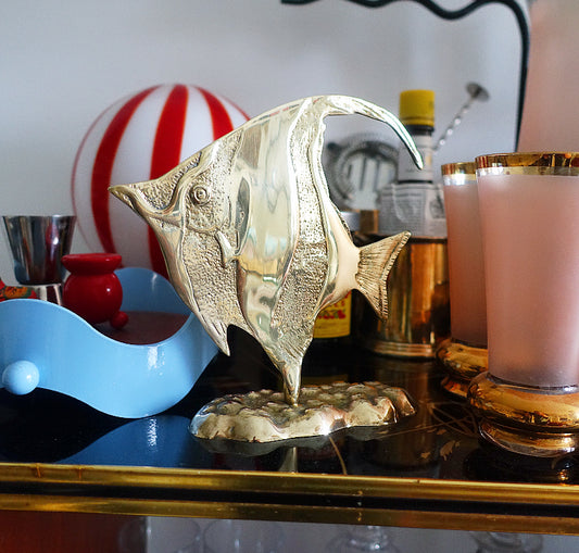 Hollywood regency brass Angel fish