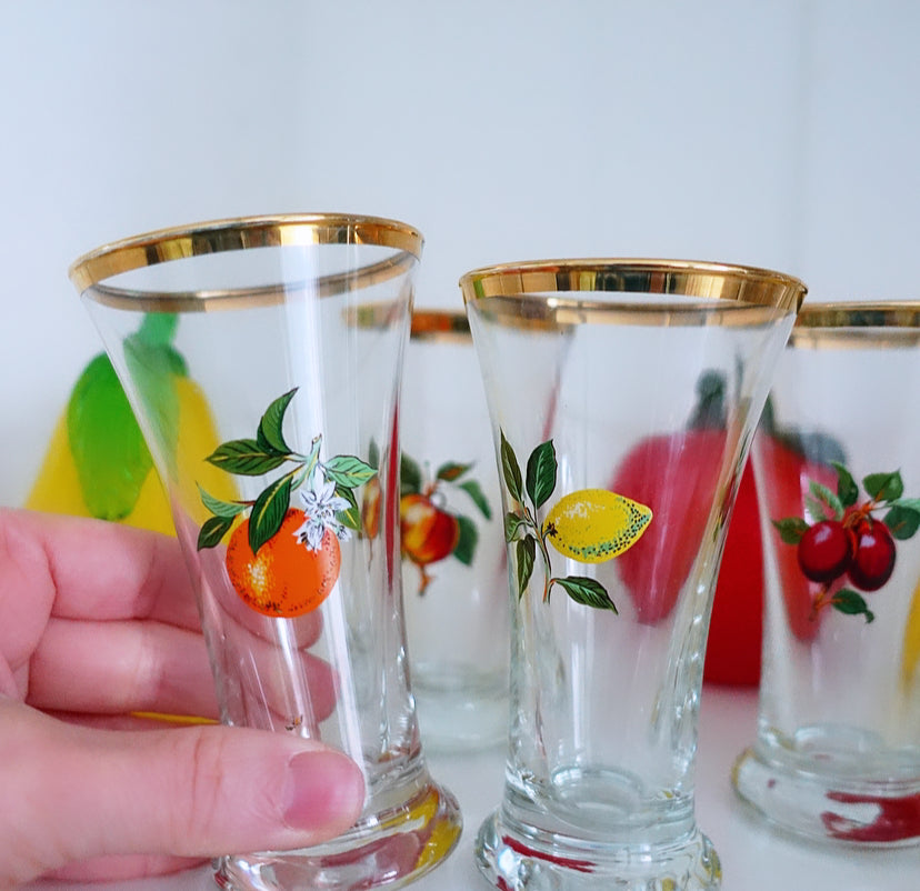 Set of five MCM fruit glasses