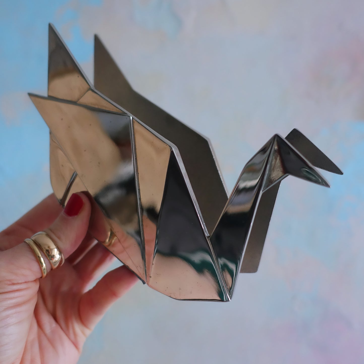 Chrome origami swan napkin holder