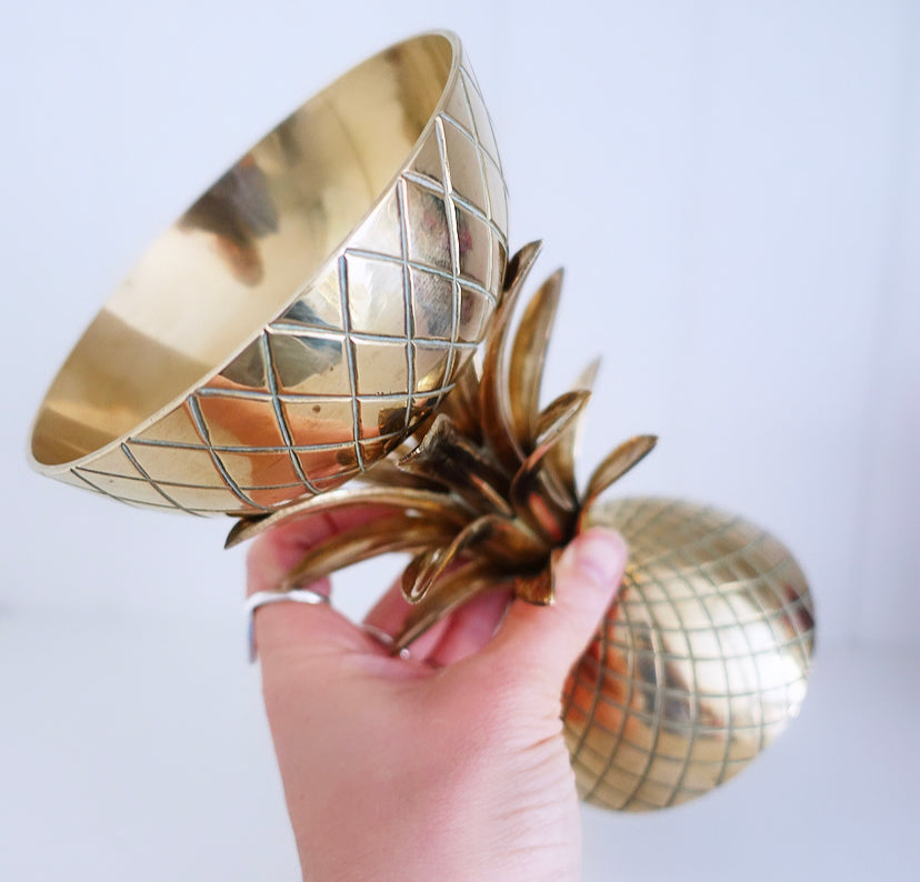 Hollywood Regency brass pineapple bowl