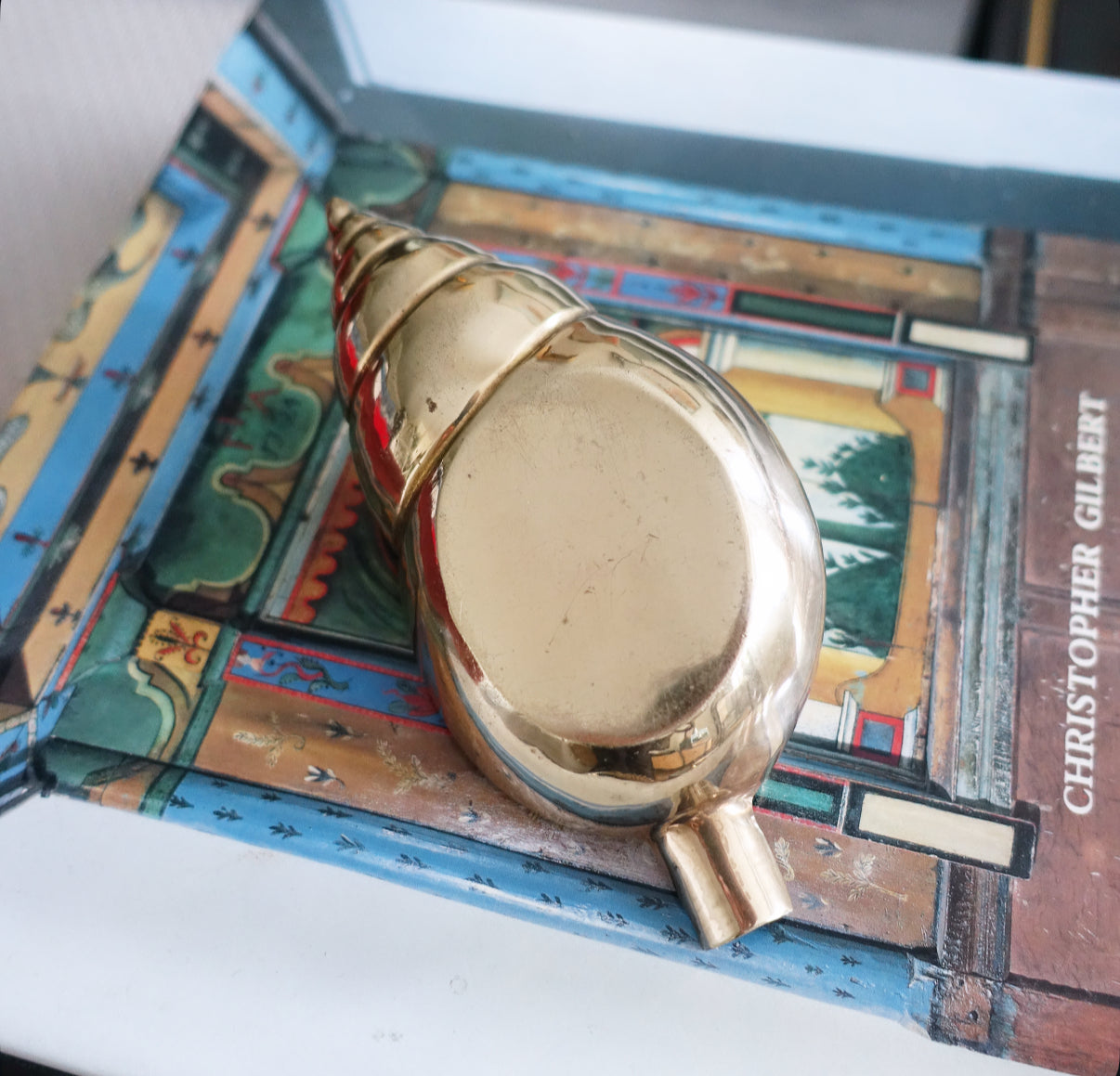 Brass conch shell ashtray