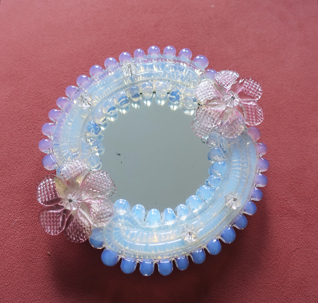 Opalescent Murano glass wall mirror