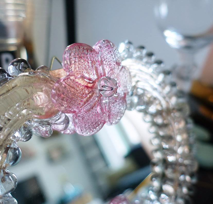 Small Murano glass flower mirror