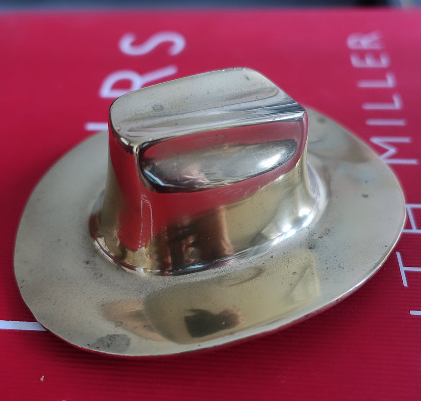 Brass Stetson hat paperweight