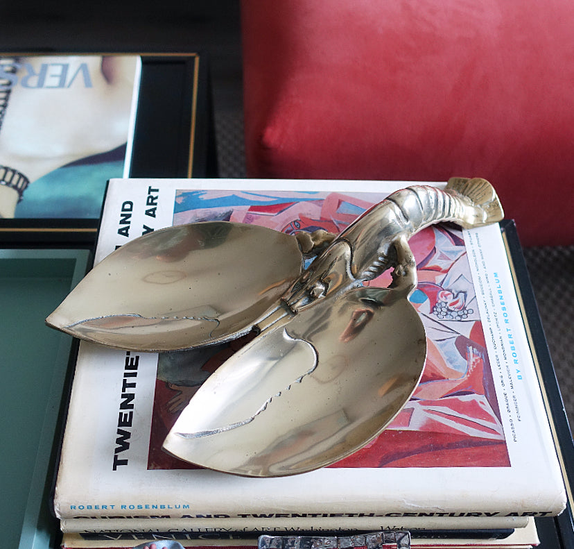 Large brass lobster trinket dish