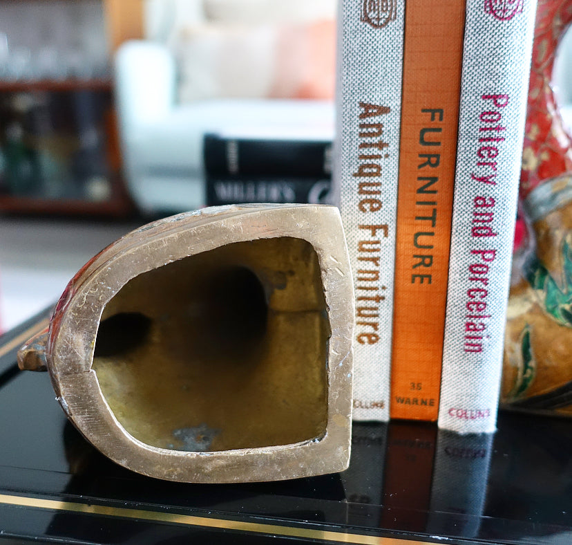 Pair of brass and enamel swan bookends