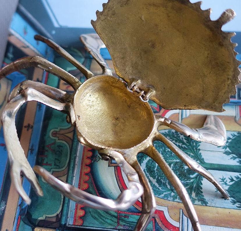 Large vintage brass crab