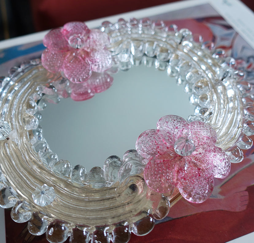 Small Murano glass flower mirror