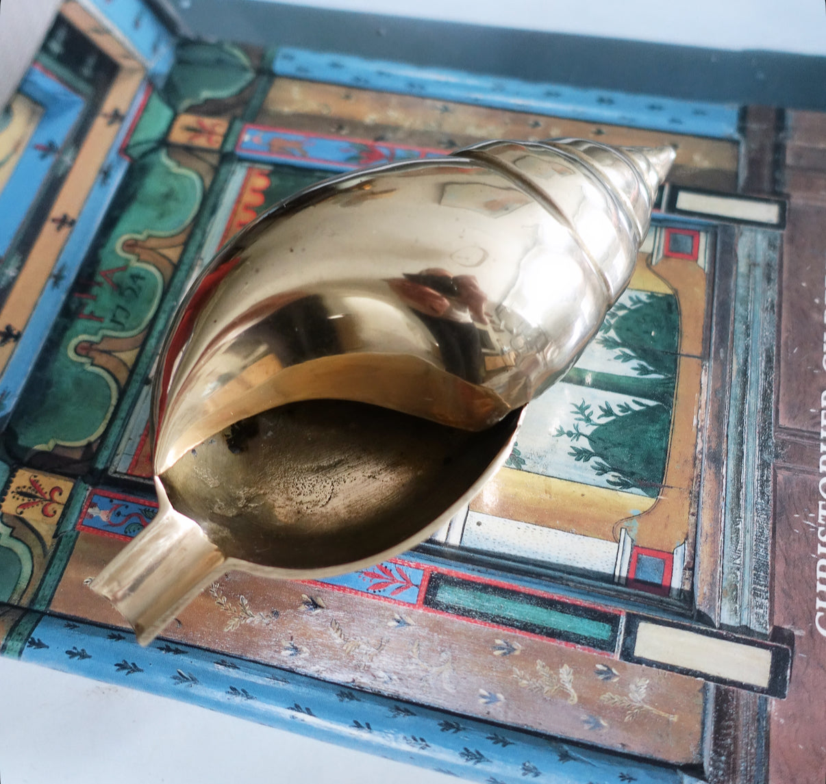 Brass conch shell ashtray