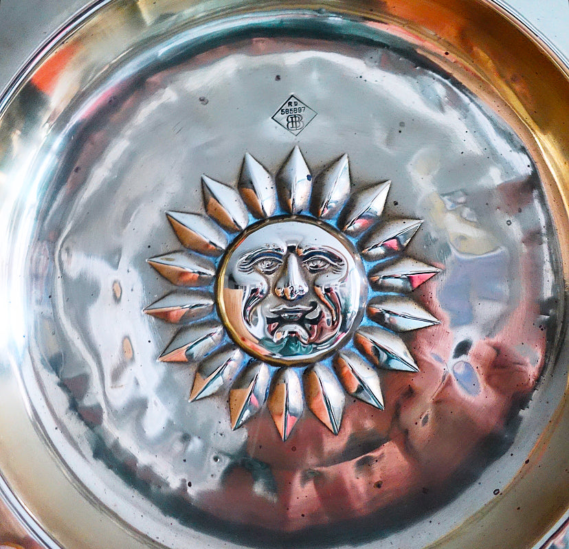 Large antique brass sun wall hanging