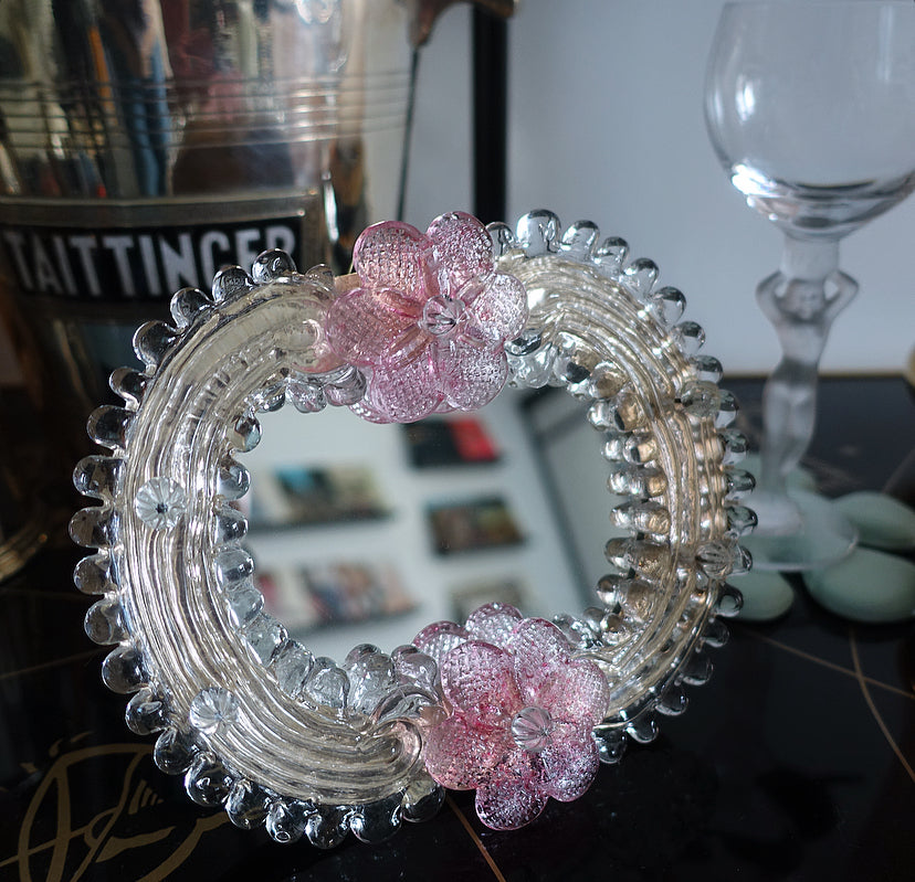 Small Murano glass flower mirror