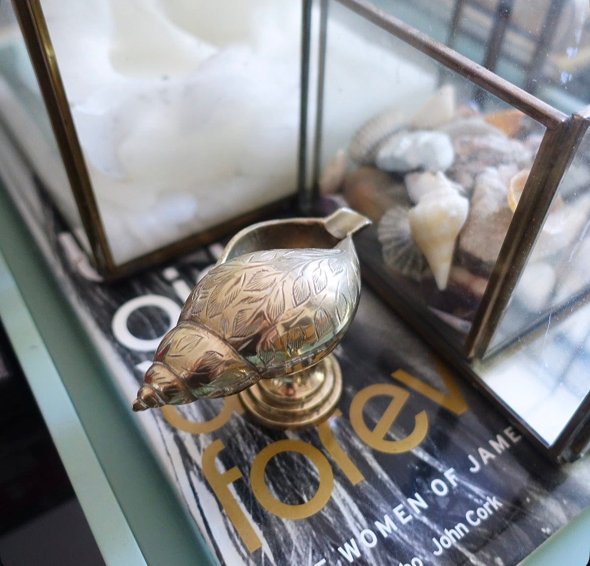 Brass conch shell ashtray