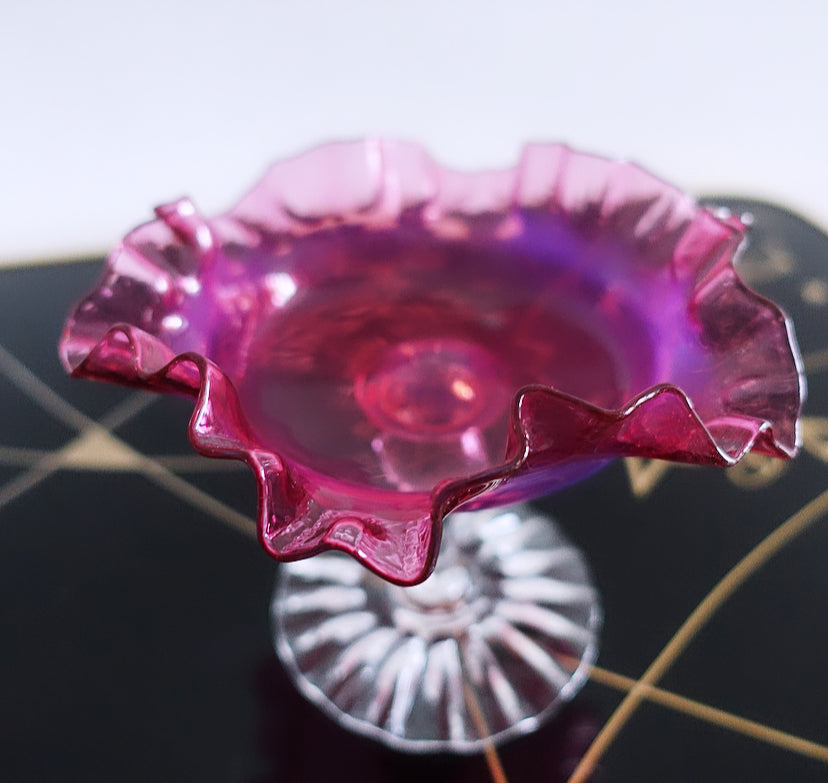 Pink opaline glass Bon Bon dish