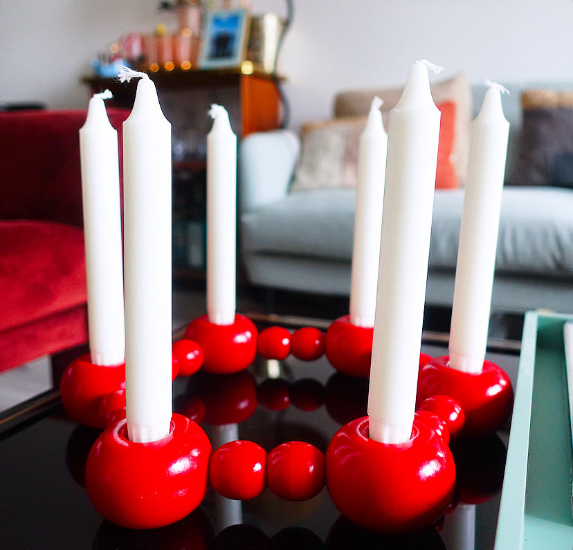 Swedish bobbin centrepiece candle holder