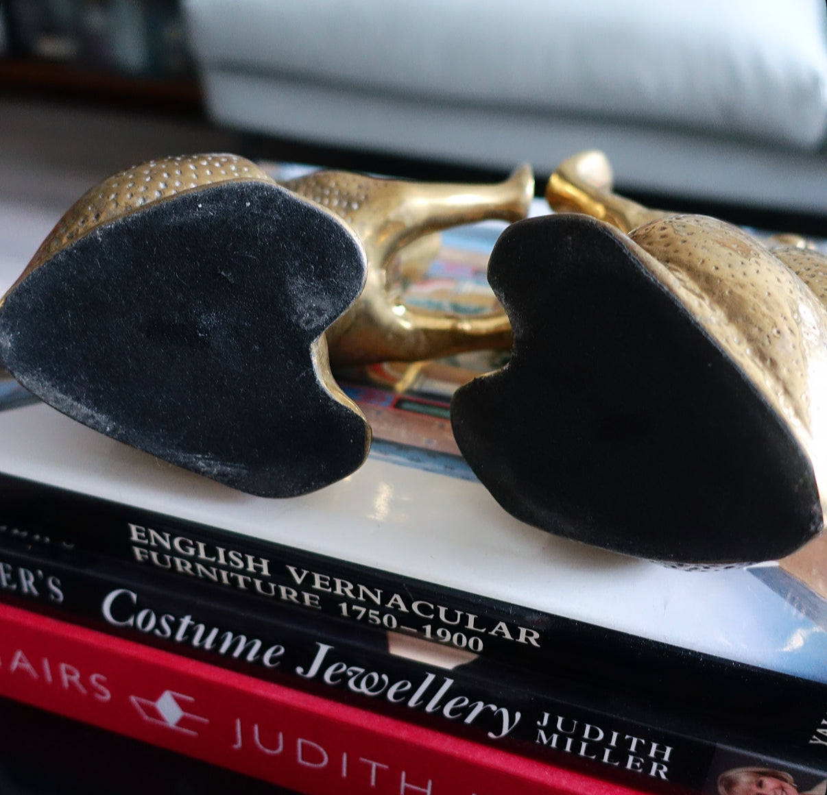 Brass frog bookends