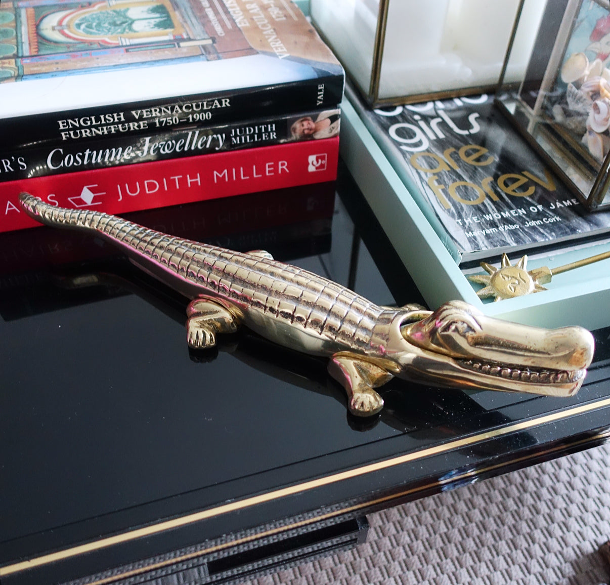 Brass Crocodile nutcracker