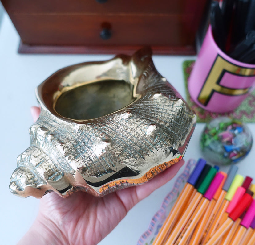 Large Brass Conch Shell