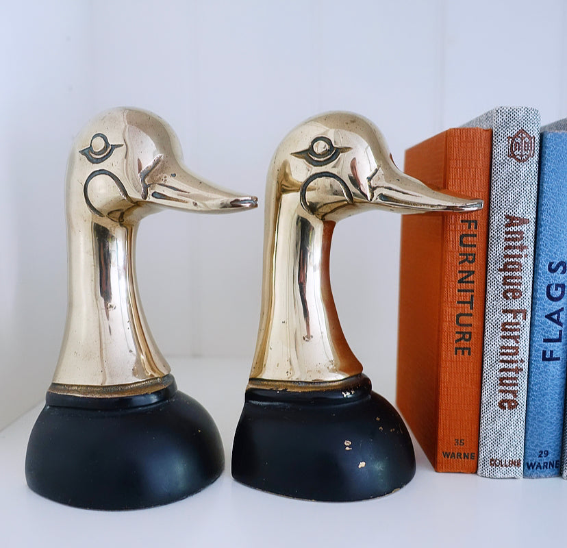 Pair of Brass Duck Bookends