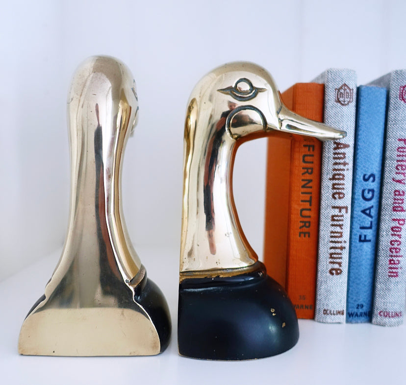 Pair of Brass Duck Bookends