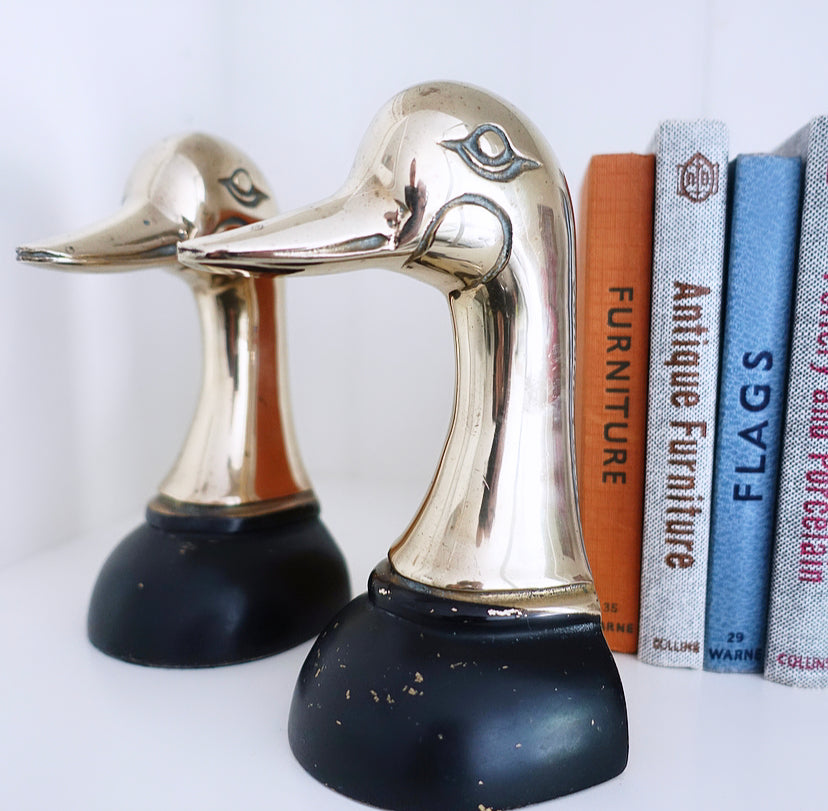 Pair of Brass Duck Bookends