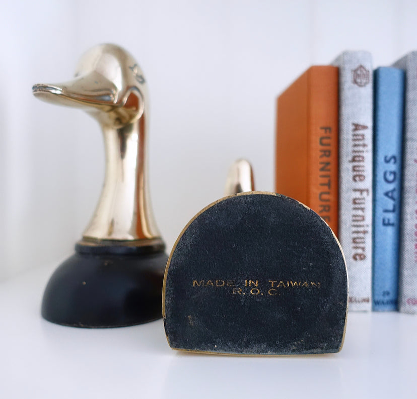 Pair of Brass Duck Bookends